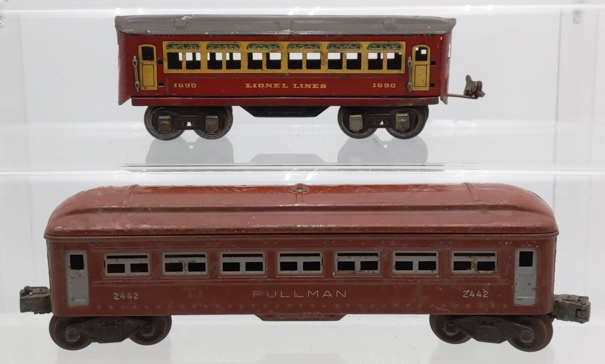 Lionel Vintage O Gauge Tinplate Passenger Cars #2442/#1690 [2] VG