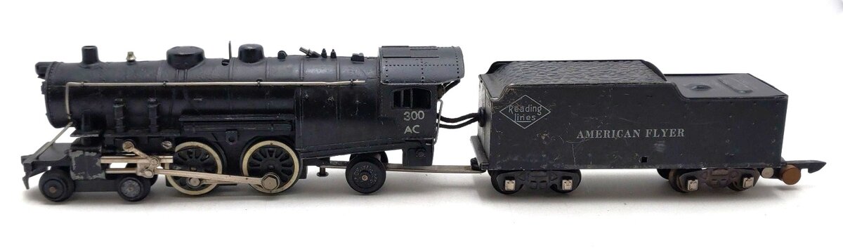 American Flyer 300 Vintage S Reading 4-4-2 Atlantic Steam Locomotive & Tender VG