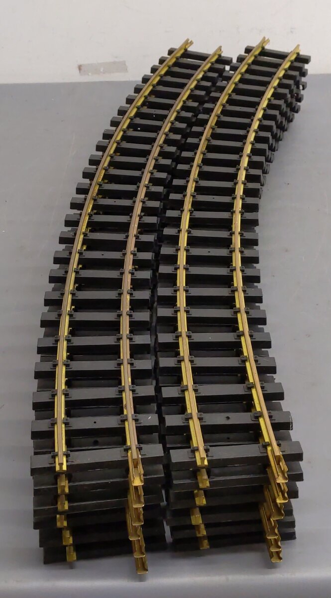 USA Trains R81700 G 10' Diameter Curved Track- Solid Brass Rail (Pack of 12) VG/Box