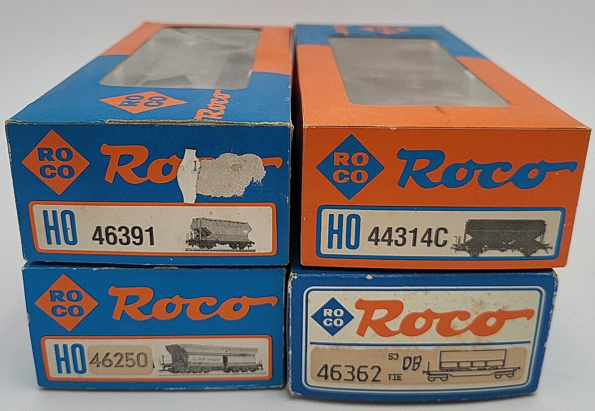 Roco HO Scale Freight Car Assortment: 46391, 46250, 46362, 44314C [4] EX/Box