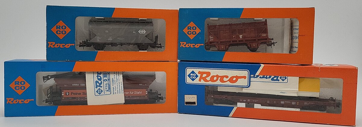Roco HO Scale Freight Car Assortment: 46391, 46250, 46362, 44314C [4] EX/Box