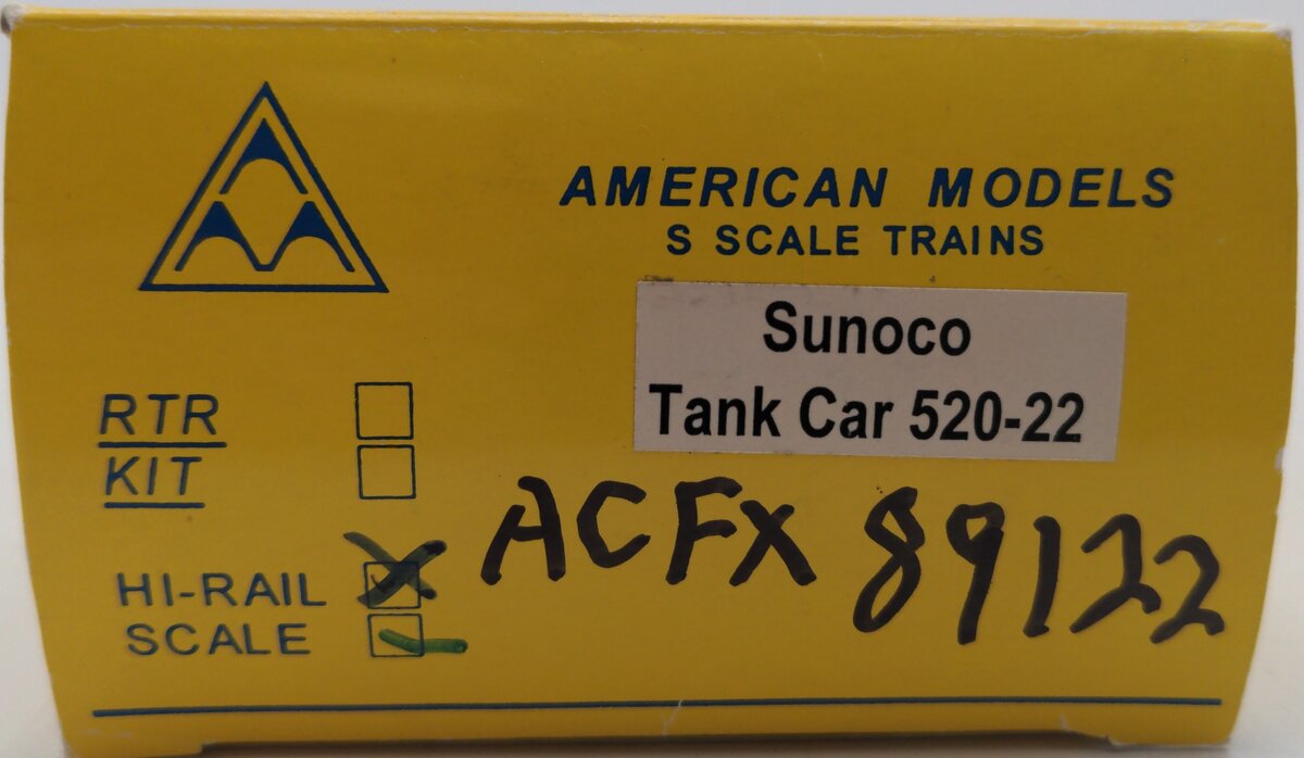 American Models 520-22 S Gauge Sunoco Tank Car # 89122 EX/Box