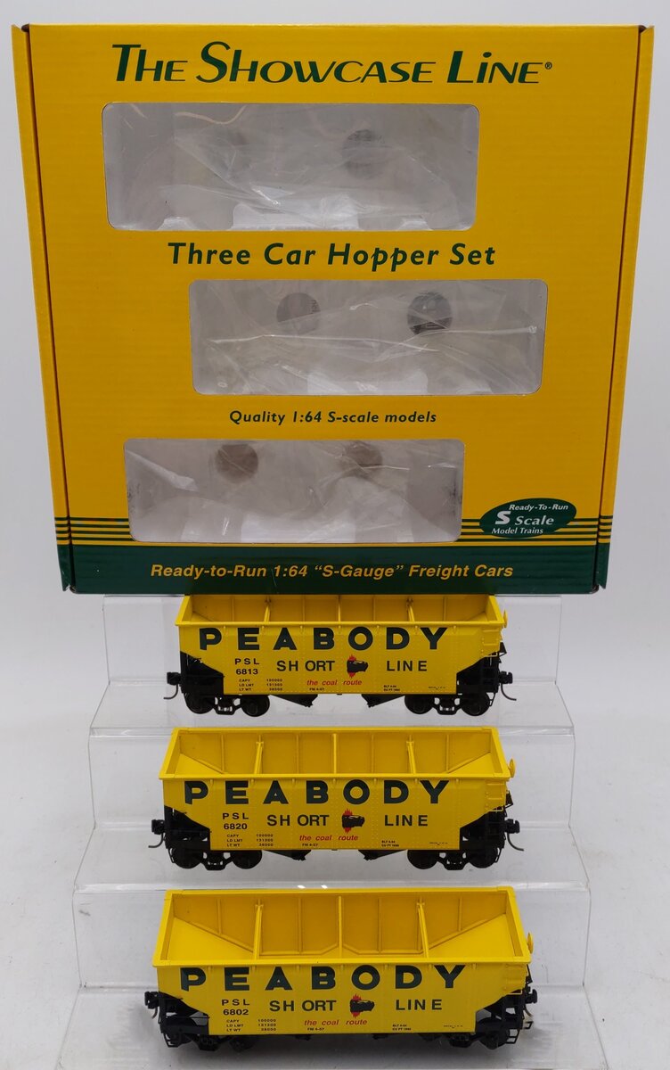 S-Helper 01119 S Gauge Peabody 3-Car 2-Bay Hopper Set LN/Box