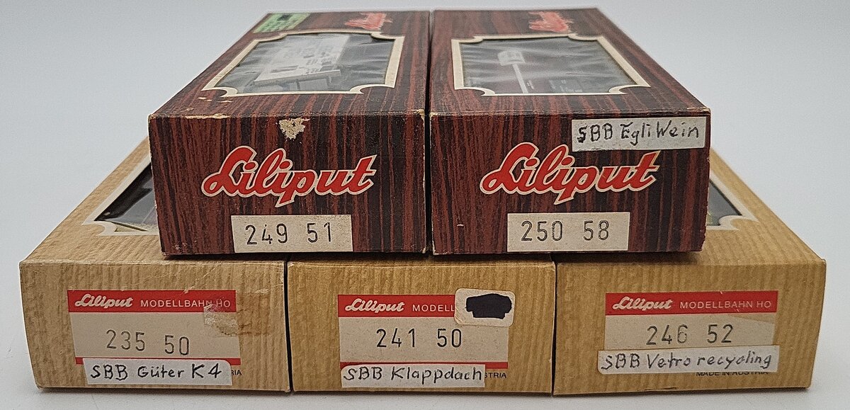 Liliput HO Scale SBB Freight Assortment: 24951, 25058, 23550, 24150, 24652 [5] EX/Box