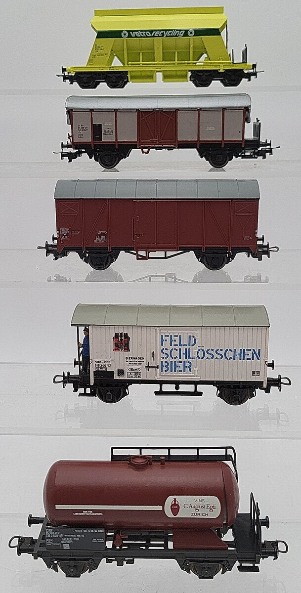 Liliput HO Scale SBB Freight Assortment: 24951, 25058, 23550, 24150, 24652 [5] EX/Box