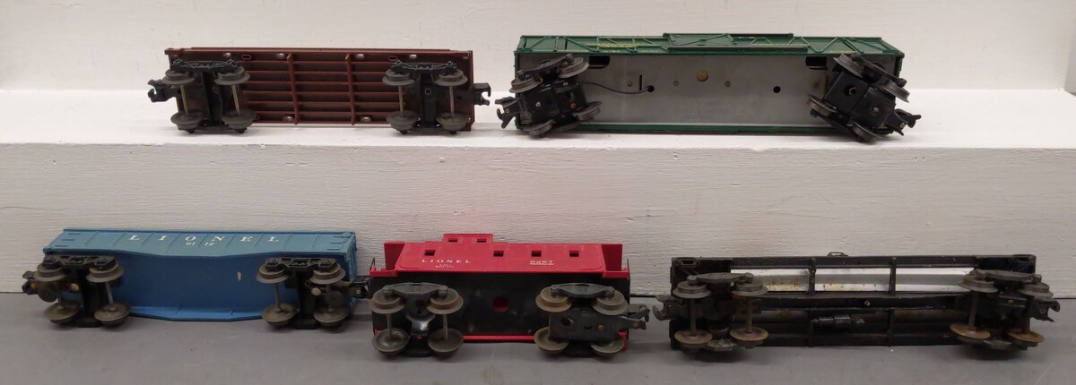 Lionel Vintage O Gauge Freight Cars: 6257, 3356, 2555, 6112, Flatcar [5] VG