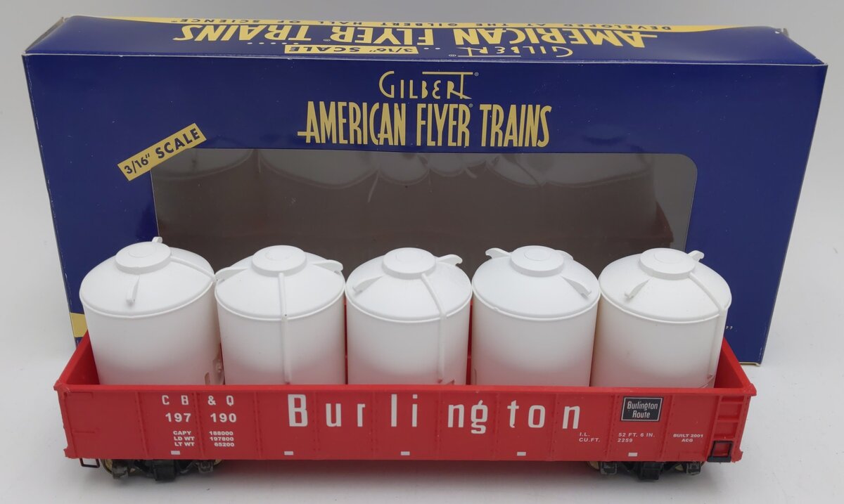 American Flyer 6-48525 S Scale Burlington Northern Gondola With Cannisters EX/Box