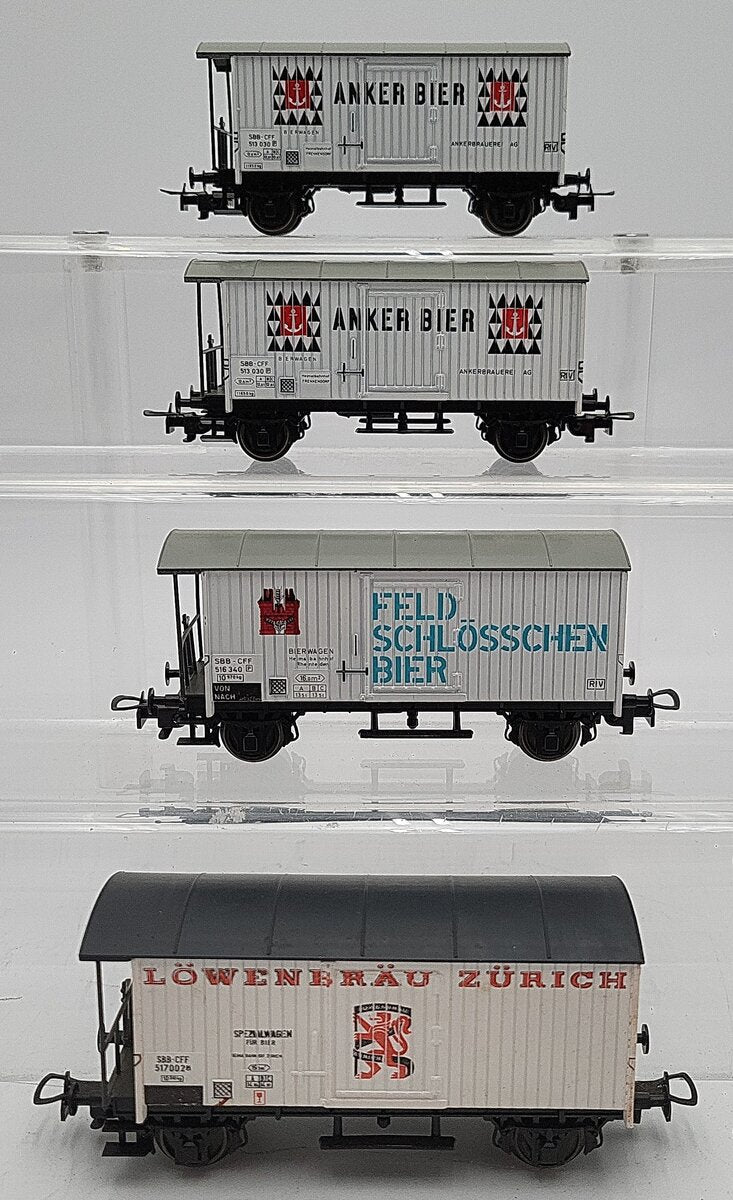 Liliput HO Scale SBB Boxcar Assortment: 24851, 24952, 24951 [4] EX/Box