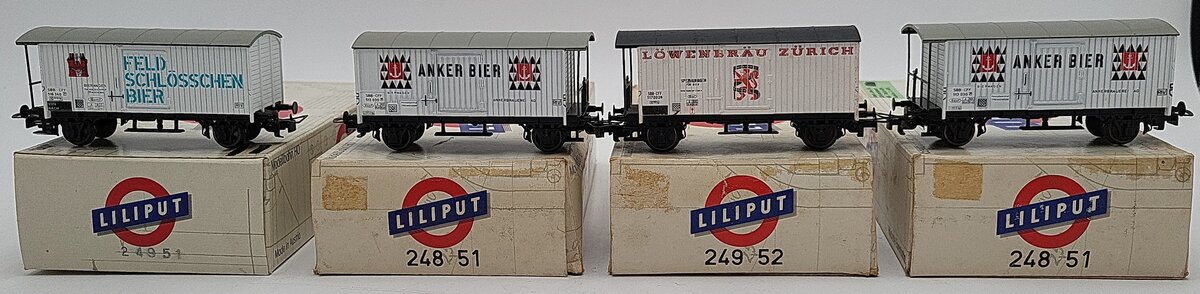 Liliput HO Scale SBB Boxcar Assortment: 24851, 24952, 24951 [4] EX/Box