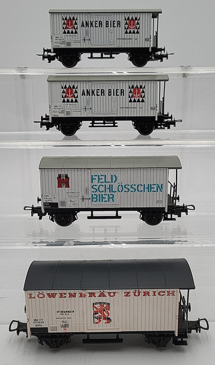 Liliput HO Scale SBB Boxcar Assortment: 24851, 24952, 24951 [4] EX/Box