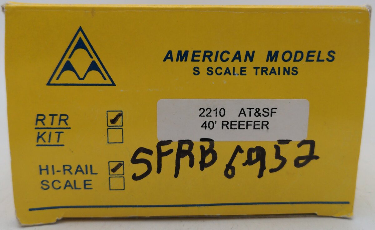 American Models 2210 S Scale (Hi-Rail) AT&SF 40' Plug Door Box Car EX/Box