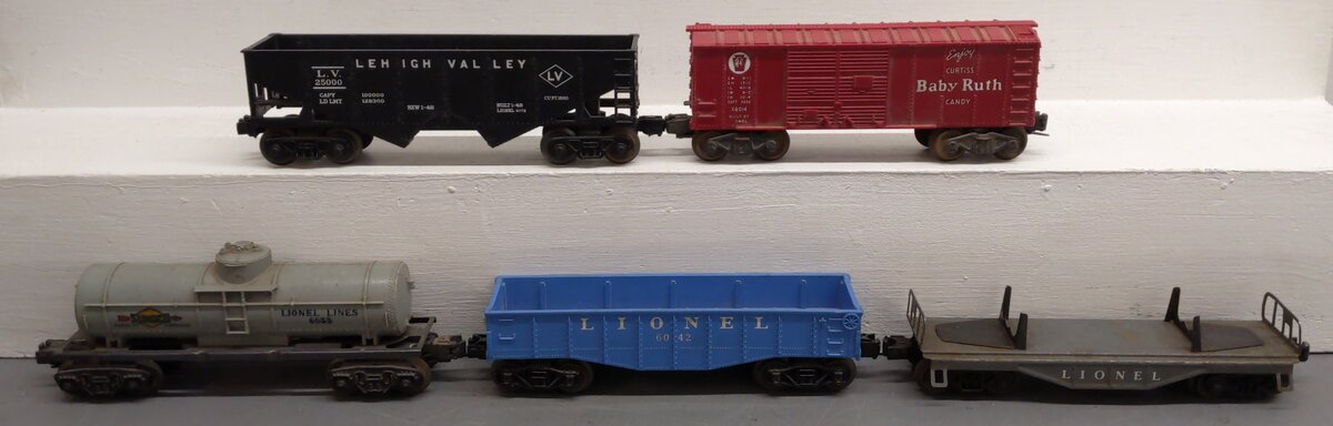 Lionel Vintage O Gauge Freight Cars: 6042, 6035, 6465, X6014, 6111 [5] VG