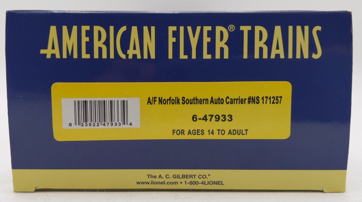 American Flyer 6-47933 S Norfolk Southern Auto Carrier #171257 - Custom/Box