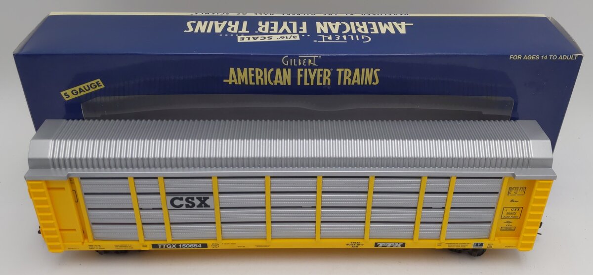 American Flyer 6-47932 S CSX Auto Carrier #TTGX 150654 LN/Box