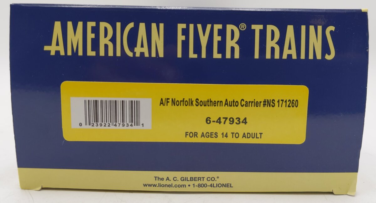 American Flyer 6-47934 S Norfolk Southern Auto Carrier #171260 - Custom/Box