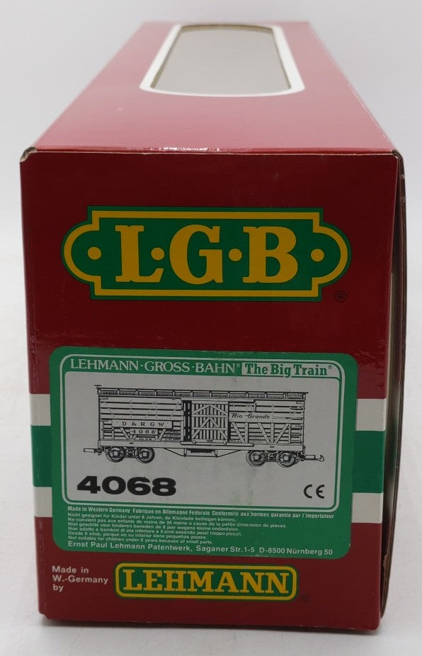 LGB 4068 G Scale Denver & Rio Grande Western Stock Car #4068 LN/Box