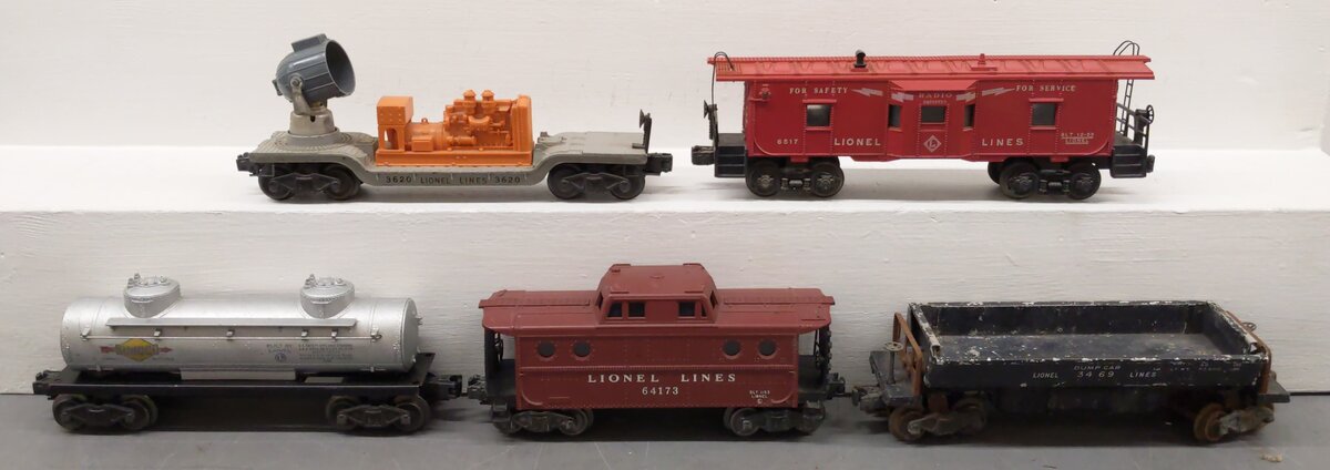 Lionel Vintage O Gauge Freight Cars: 64173, 6517, 6465, 3469, 3620 [5] VG