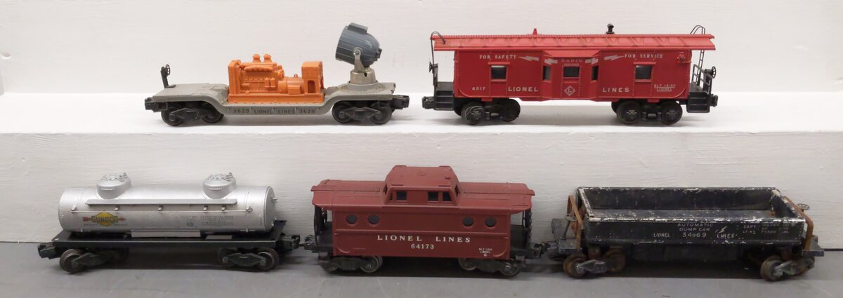 Lionel Vintage O Gauge Freight Cars: 64173, 6517, 6465, 3469, 3620 [5] VG