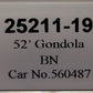 Trainworx Inc 25211-19 N Burlington Northern 52' 6" Corrugated Gondola #560487 LN/Box