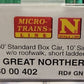 Micro-Trains 18000402 N Great Northern 50' Standard Boxcar with 10' Door #39853 LN/Box