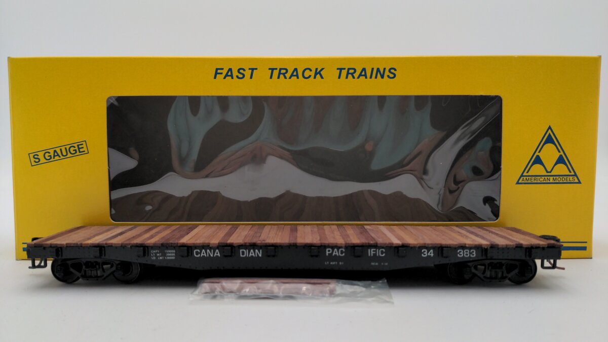 American Models 6008 S Scale Canadian Pacific Flat Car #34383 EX/Box