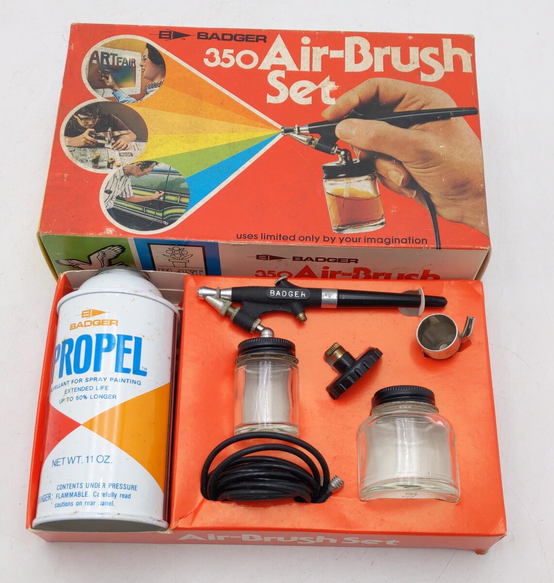 Badger 350-3 Model 350 Medium Head Siphon Feed Airbrush Set w/Propel EX/Box