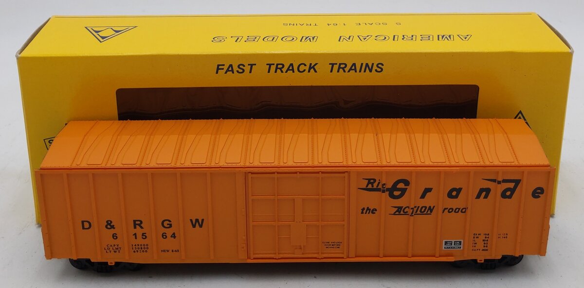 American Models 5009 S Gauge D&RGW ACF 50ft Rib-Sided Boxcar #61564 LN/Box