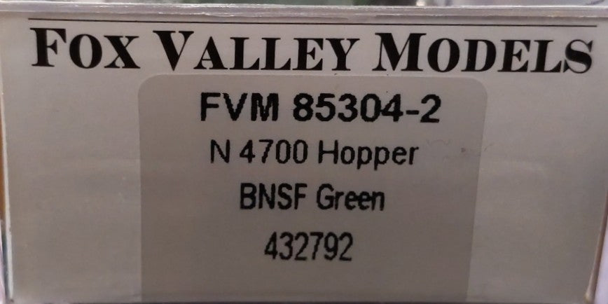 Fox Valley Models 85304-2 N BNSF Covered 4700 Hopper #432792 LN/Box