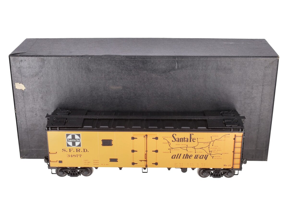 Samhongsa RR-27/33 G Scale BRASS Santa Fe "El Capitan" Reefer Car #34877 EX/Box