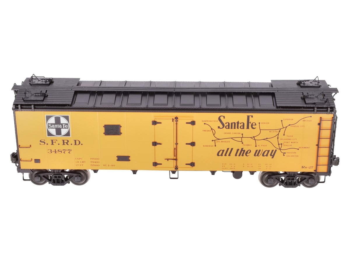 Samhongsa RR-27/33 G Scale BRASS Santa Fe "El Capitan" Reefer Car #34877 EX/Box