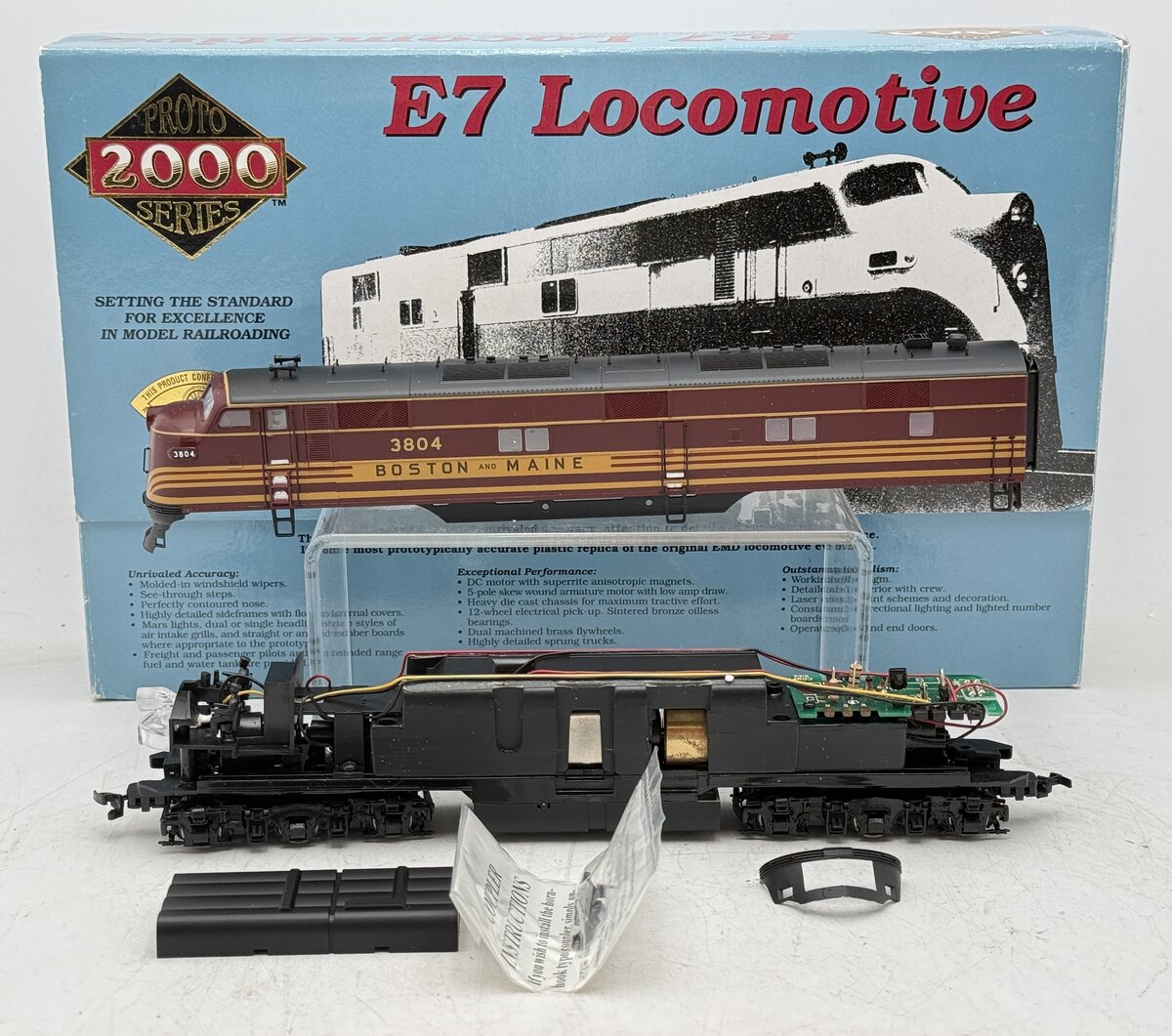 Proto 2000 21056 HO Scale Boston Maine (A unit) E7 Diesel Locomotive #3804 LN/Box