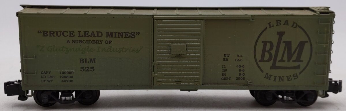 S Gauge Custom Painted Bruce Lead Mines Boxcar #525 (Hi-Rail)/Box