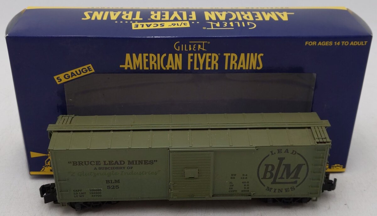 S Gauge Custom Painted Bruce Lead Mines Boxcar #525 (Hi-Rail)/Box