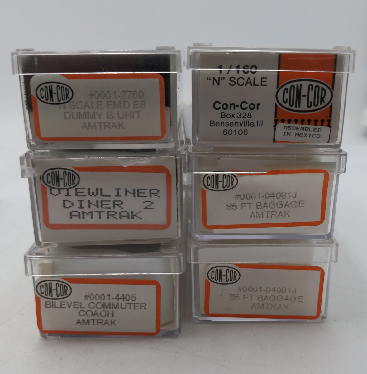 Con-Cor N Scale Assorted Amtrak Dummy B Unit & Passenger Cars [6] LN/Box