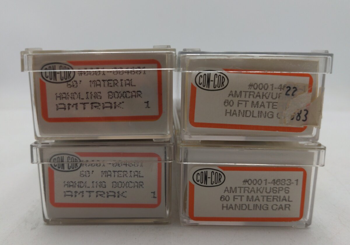 Con-Cor N Scale Amtrak Assorted Freight Cars: #1522, #1407 [4] LN/Box