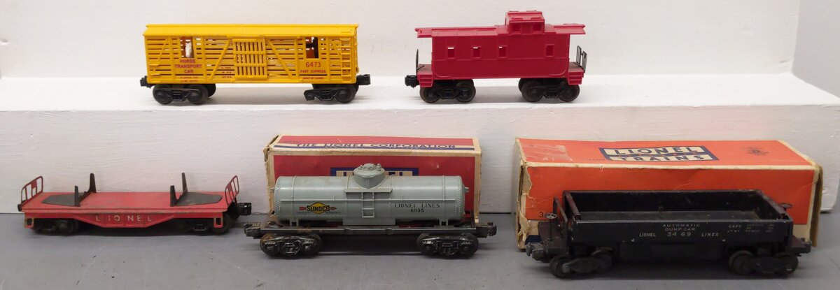 Lionel Vintage O Gauge Freight Cars: 3469, 6035, 6111, 6473, Caboose [5] VG