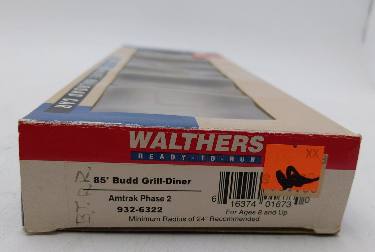 Walthers 932-6322 HO Amtrak Phase 2 85' Budd Grill Diner Car LN/Box