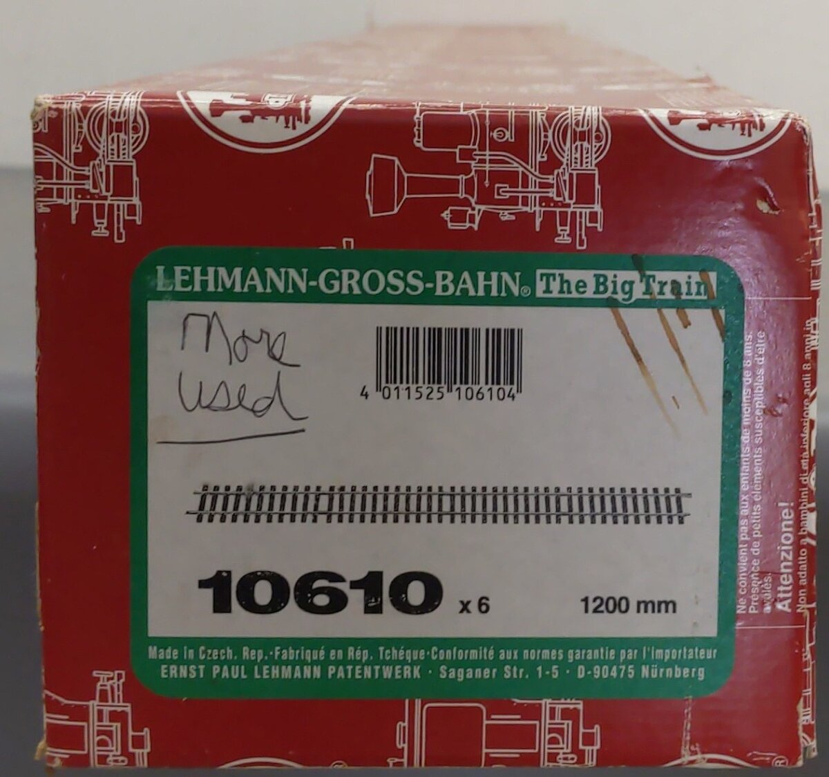 LGB 10610 G Gauge 48 Straight Track Box (Box of 6) VG/Box