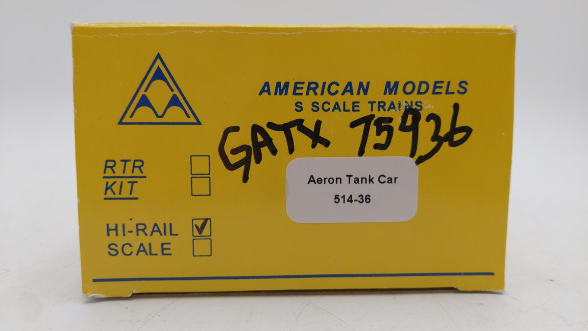 American Models 514-36 514-36 S Scale GATX Single Dome Tank Car #75936 VG/Box