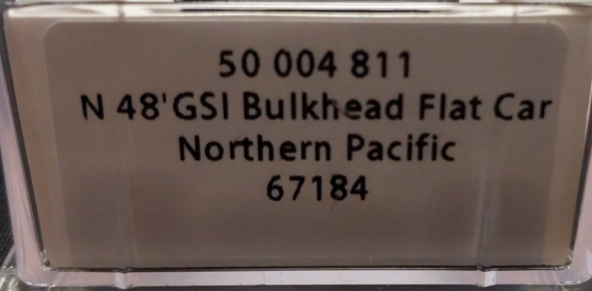 Atlas 50004811 N Northern Pacific 48' GSI Bulkhead Flat Car #67184 LN/Box
