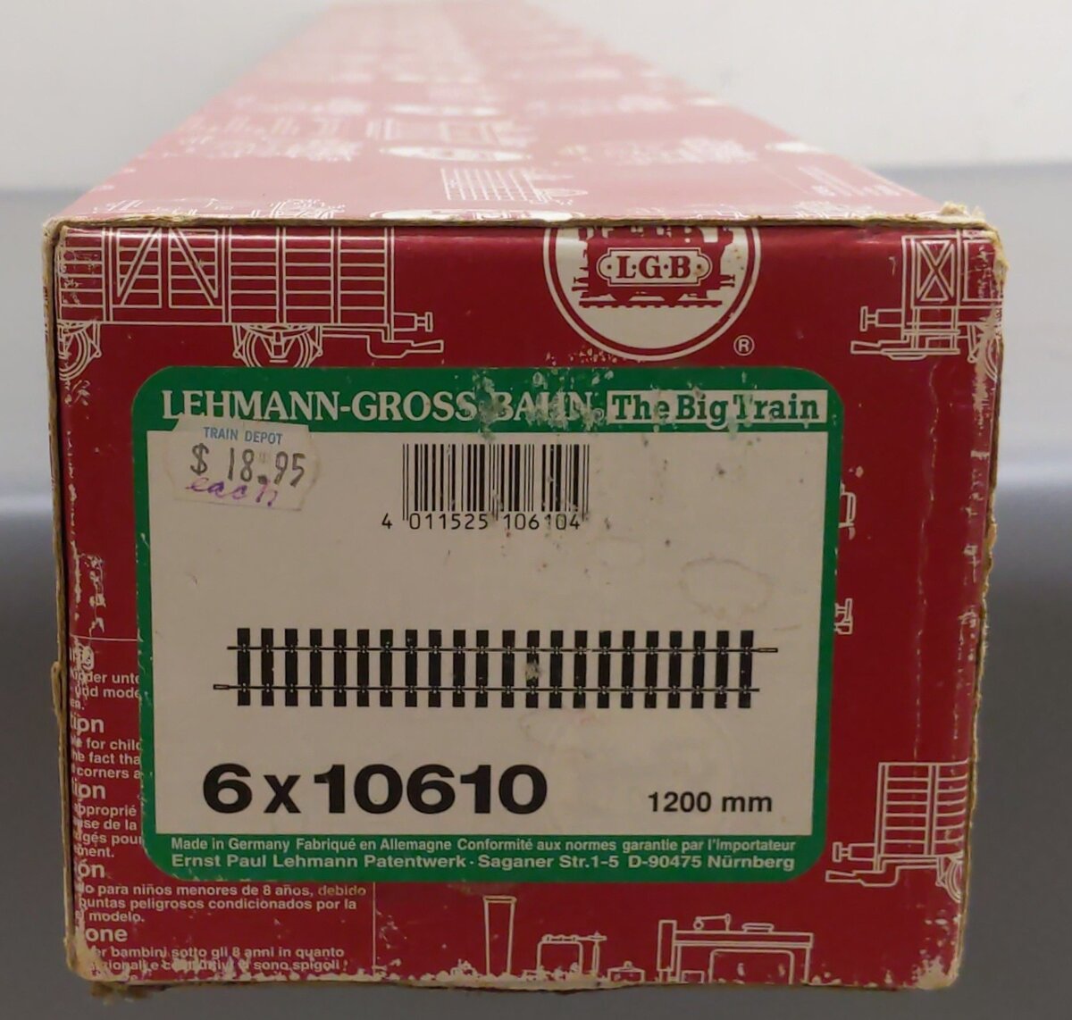 LGB 10610 G Gauge 48 Straight Track Box (Box of 6) VG/Box