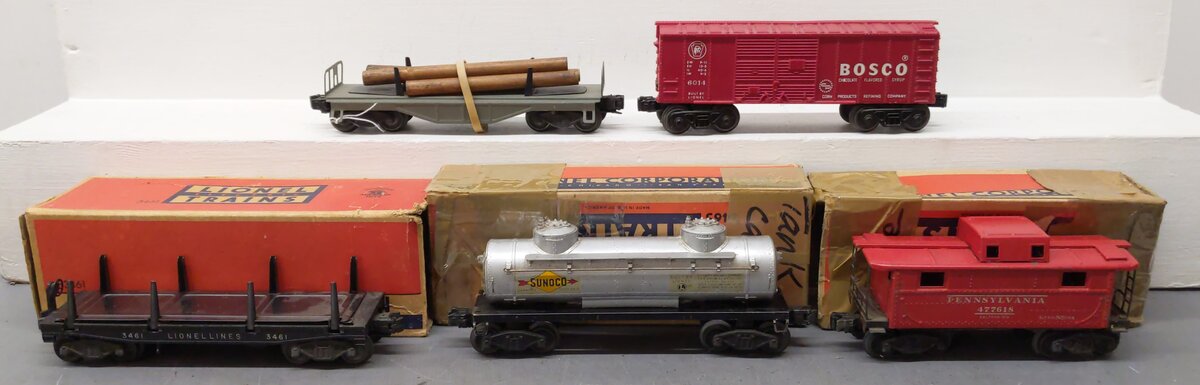 Lionel Vintage O Gauge Freight Cars: 2472, 6014, 2465, 3461, 6111 [5] VG