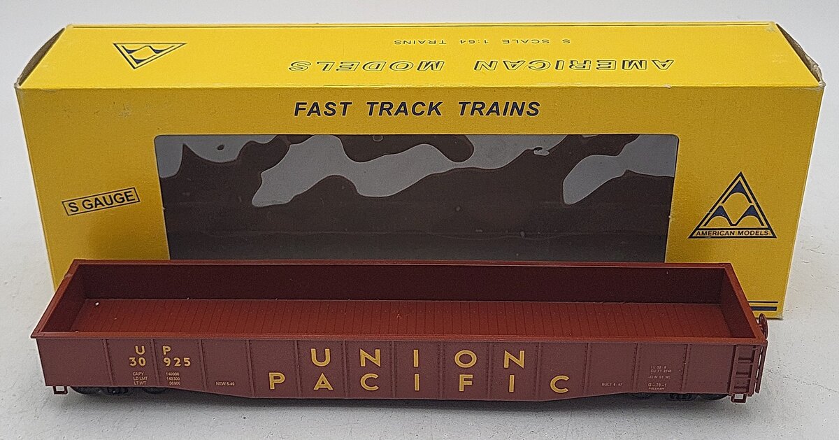 American Models 4418 S Scale (Hi-Rail) Union Pacific 52' Gondola #30925 VG/Box