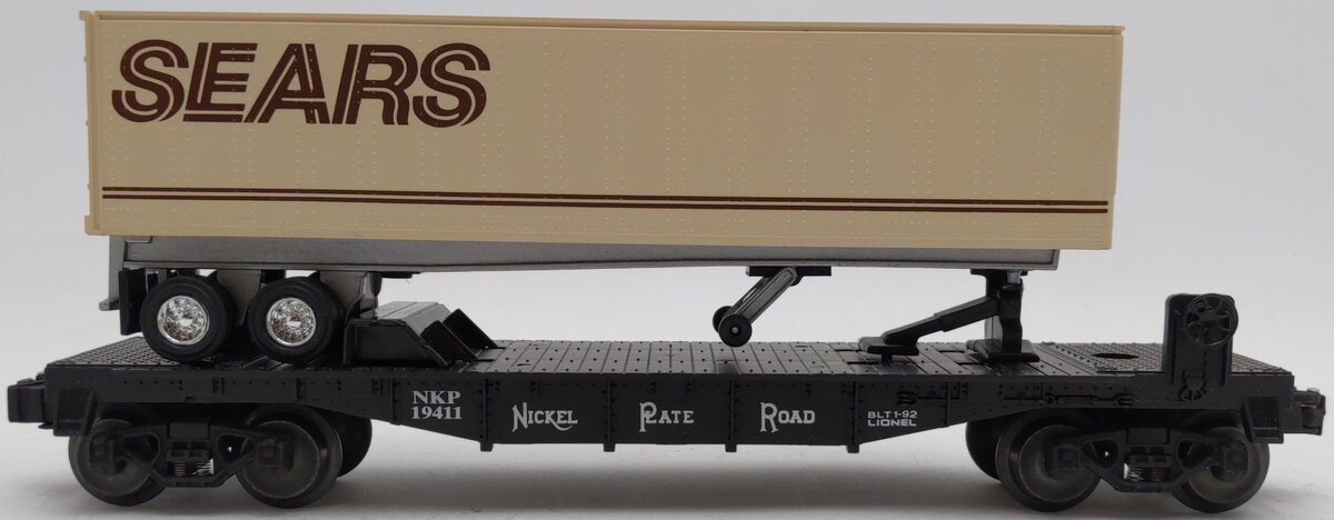 Lionel 6-19411 O Gauge Nickel Plate Road Flatcar w/Sears Trailer VG/Box