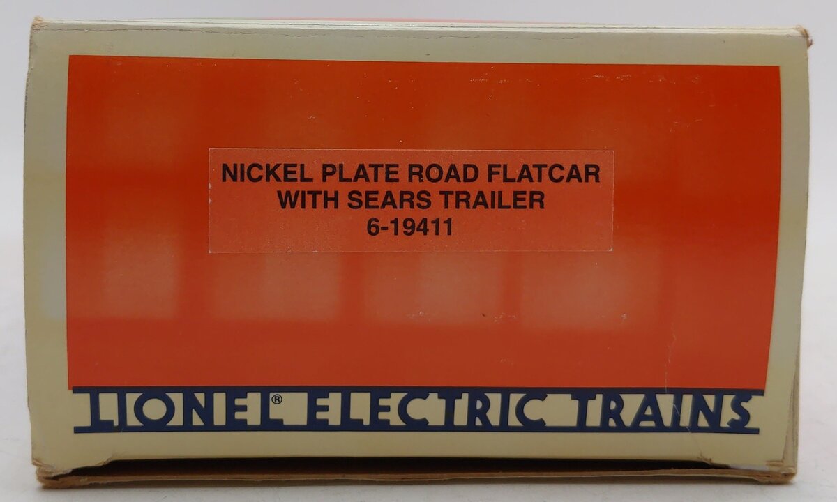 Lionel 6-19411 O Gauge Nickel Plate Road Flatcar w/Sears Trailer VG/Box