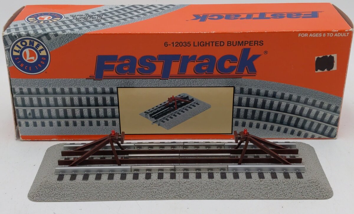 Lionel 6-12035 O Gauge FasTrack Lighted Bumpers (Pack of 2) EX/Box