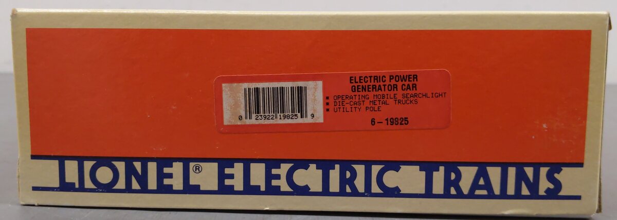 Lionel 6-19825 O Gauge EMD Electric Power Generator Car #19825 EX/Box