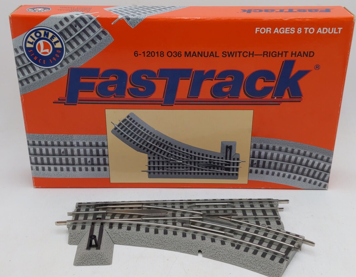 Lionel 6-12018 O O36 FasTrack Right Hand Manual Switch Turnout VG/Box