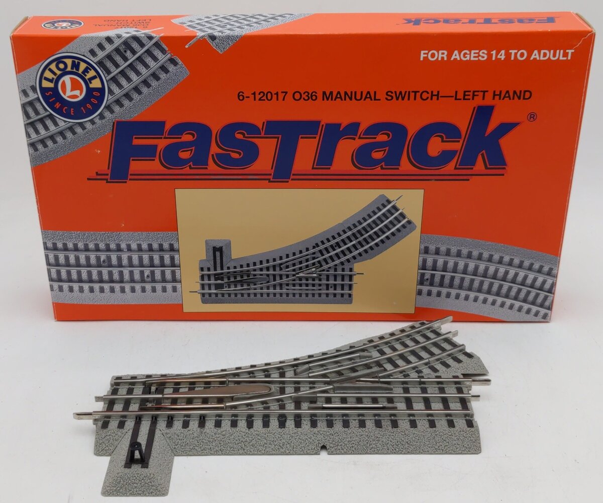 Lionel 6-12017 O36 FasTrack Left Hand Manual Switch Turnout VG/Box