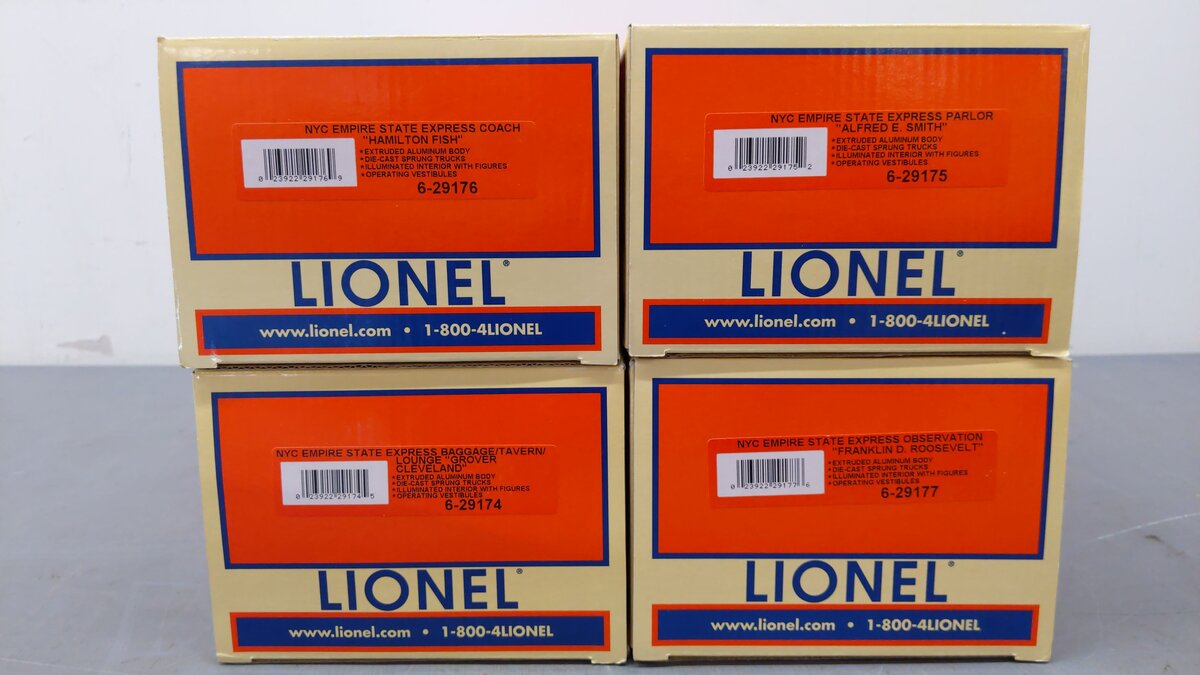 Lionel 6-29173 O New York Central Empire State Express Passenger Cars (Set of 4) EX/Box